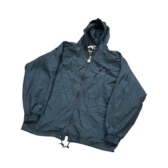 Vintage 1990's Logo 7 Dallas Cowboys Full Zip Hooded Windbreaker Jacket Men's XL - Picture 4 of 6